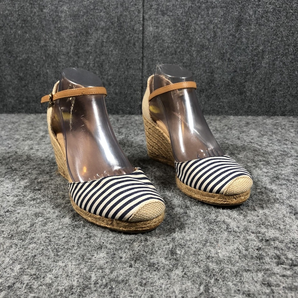 White Mountain Mamba Wedge Sandals Womens 9‎ Blue Stripe Espadrille